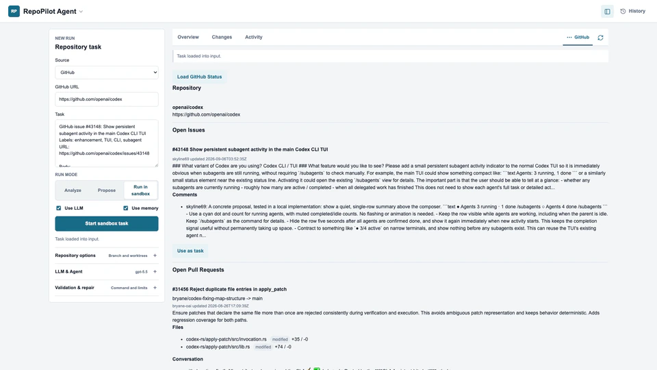 GitHub issue as a task